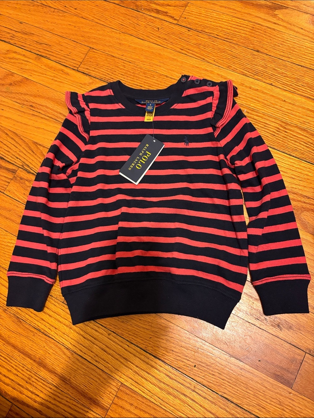 Polo by Ralph Lauren Navy & Red Striped Girls' Long-Sleeve Sweatshirt